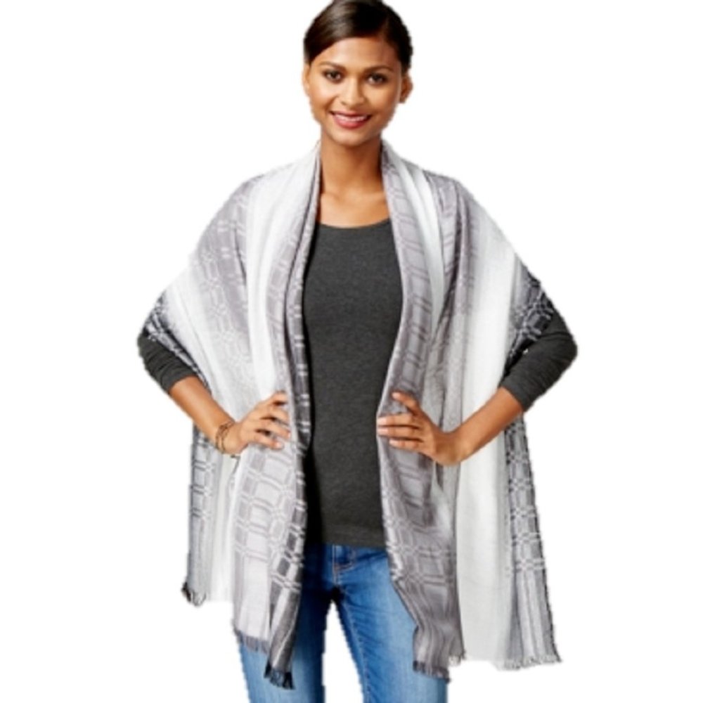 Cejon Yarn Dye Ombre Checks Day Wrap Black Ombre